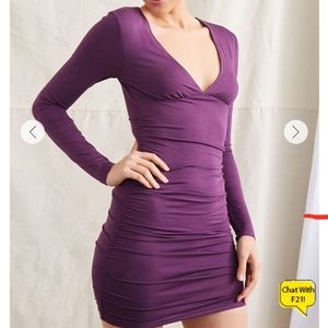 Ruched V-Neck Mini Dress